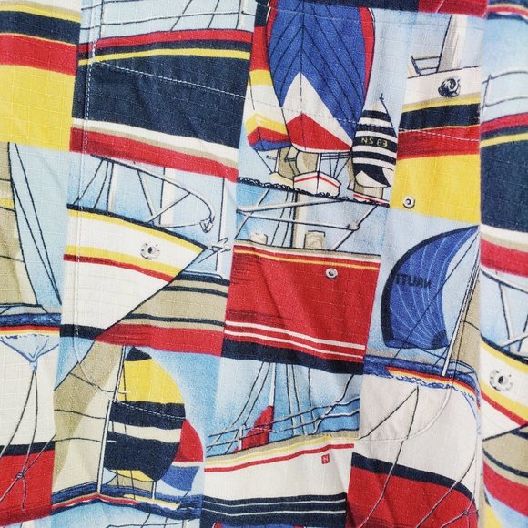 Nautica Sail Boat Sailing Short Sleeve Button Down Shirt Sz L - Picture 6 of 6